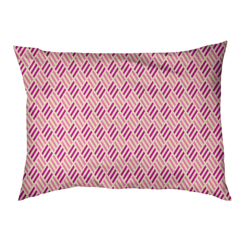 Coussin pour chien à rayures losanges Byrge, Grand (l 42,5 po x P 32,5 po x H 14 po), Crème / rose / corail