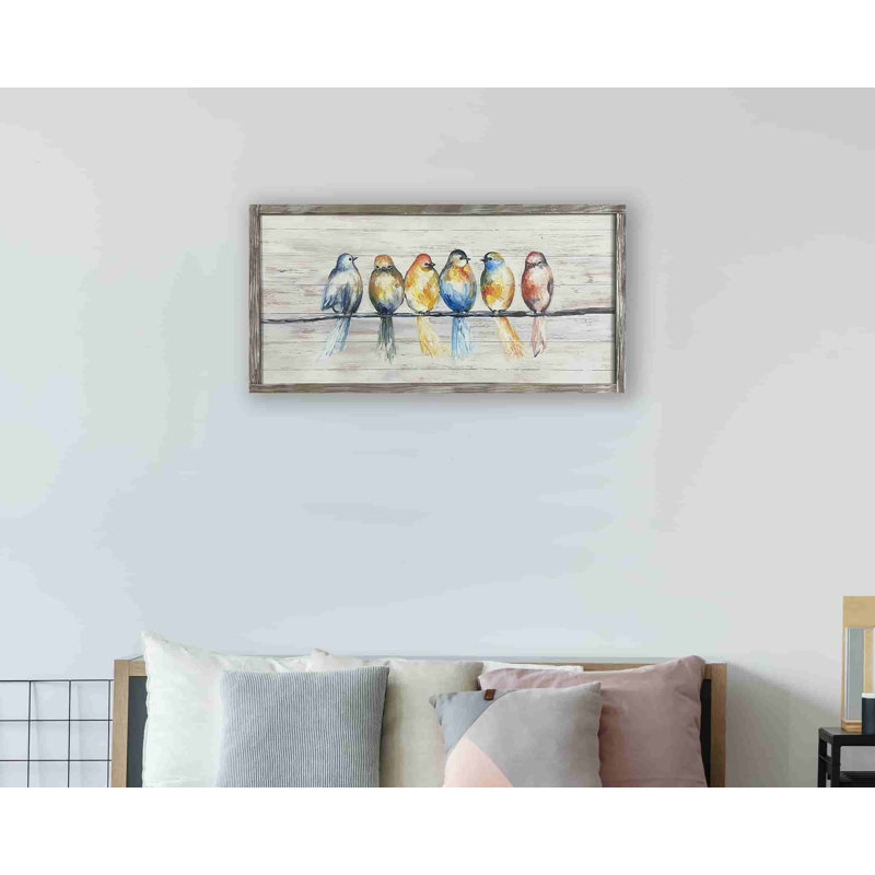Oiseaux sur une branche - reproduction sur toile tendue, H 20 po x l 40 po x P 1,5 po