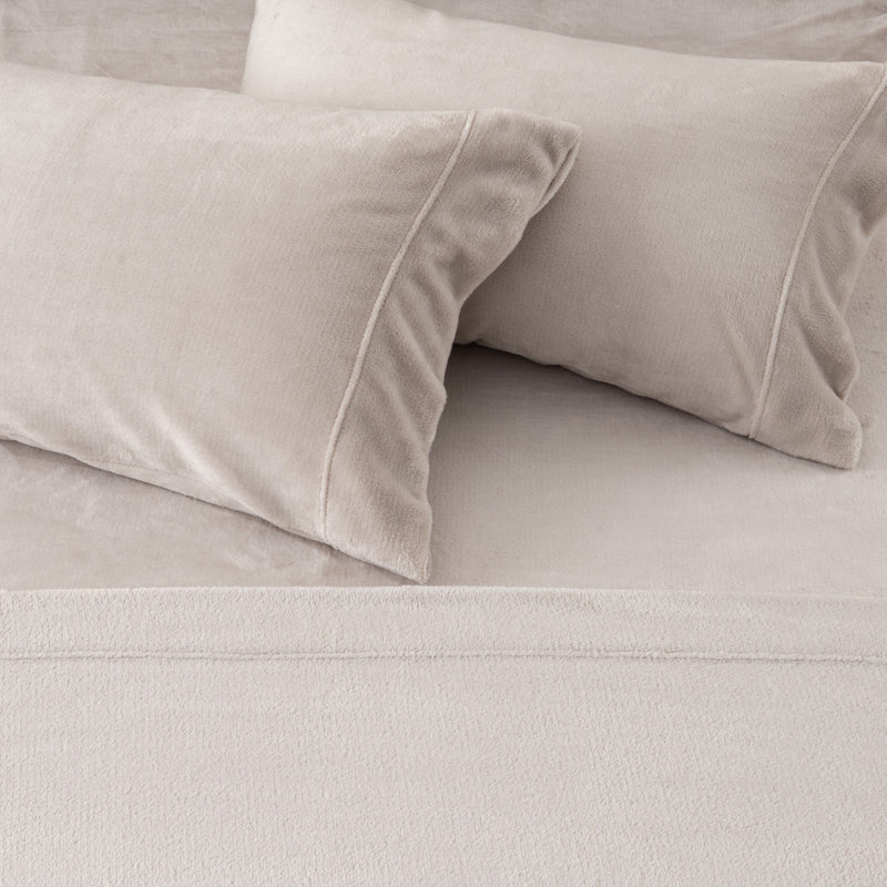 Ensembles de draps en velours ultra doux, Jumeau, Gris pierre