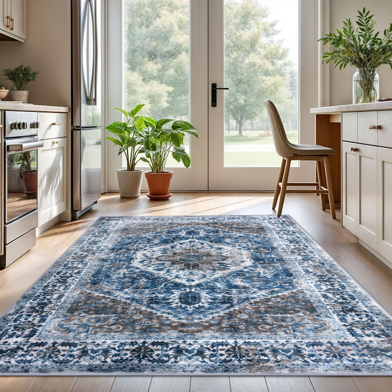 Tapis d'intérieur antidérapant Jodhveer , Rectangle 5 pi x 7 pi