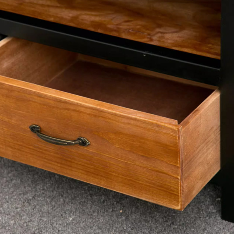 Meuble télé en bois massif rétro au design simple, H 17,71 po x L 62,99 po x l 15,74 po