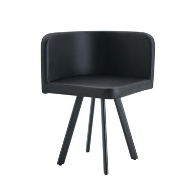 Comfortable Dining Chairs, Black Pu Metal Modern Chair For Home Dining