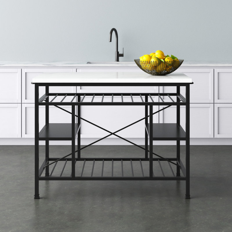 Hodder Marble Top Kitchen Island, Gunmetal