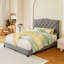 Lit plateforme tapissier avec motif de rivets Jaiquez - Velours moderne, tête de lit capitonnée-65895656-65895671