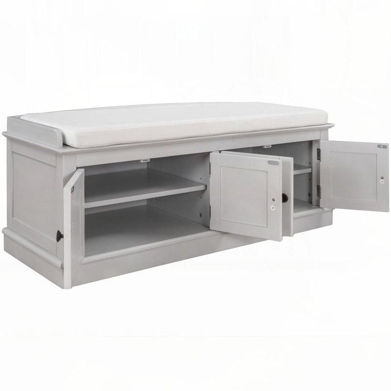 Banc de rangement rembourré, Gris délavé