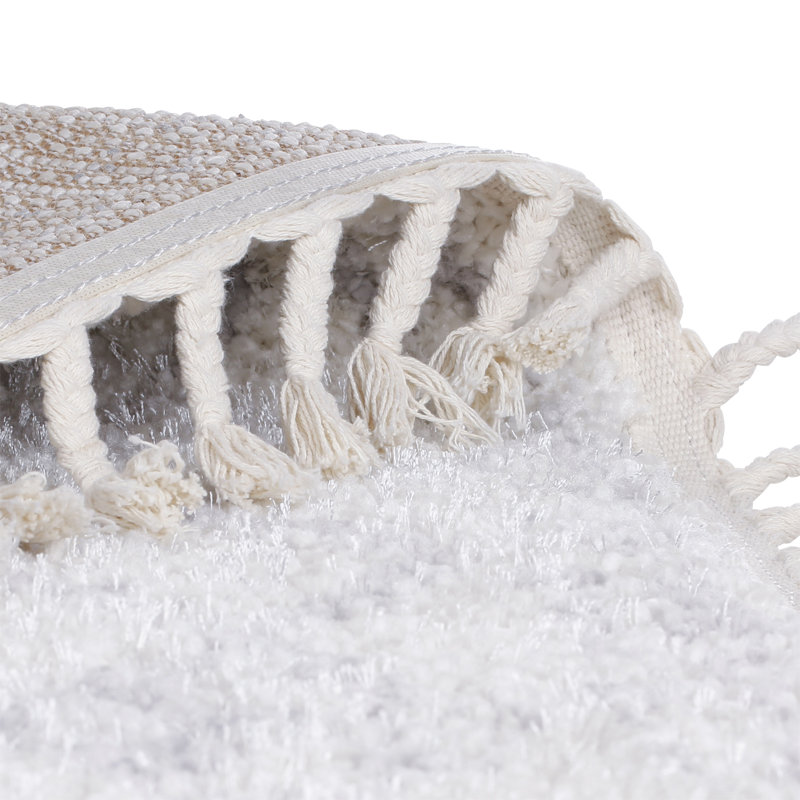 Melody Beige Shag Tribal Moroccan Trellis Soft Area Rug, Rectangle 160 x 220cm