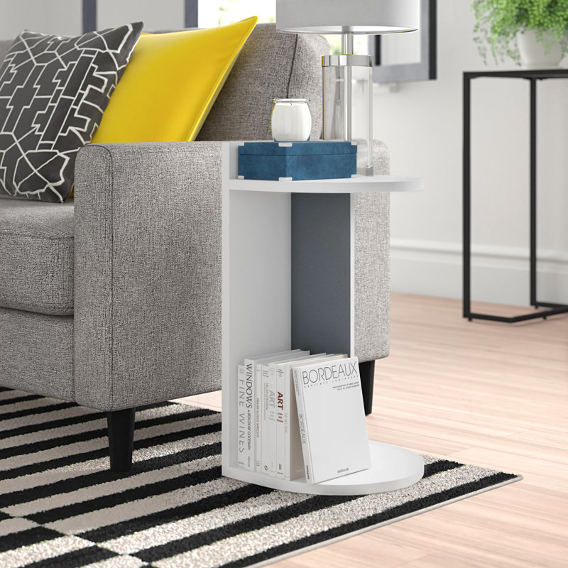 Aideen End Table, White/Anthracite