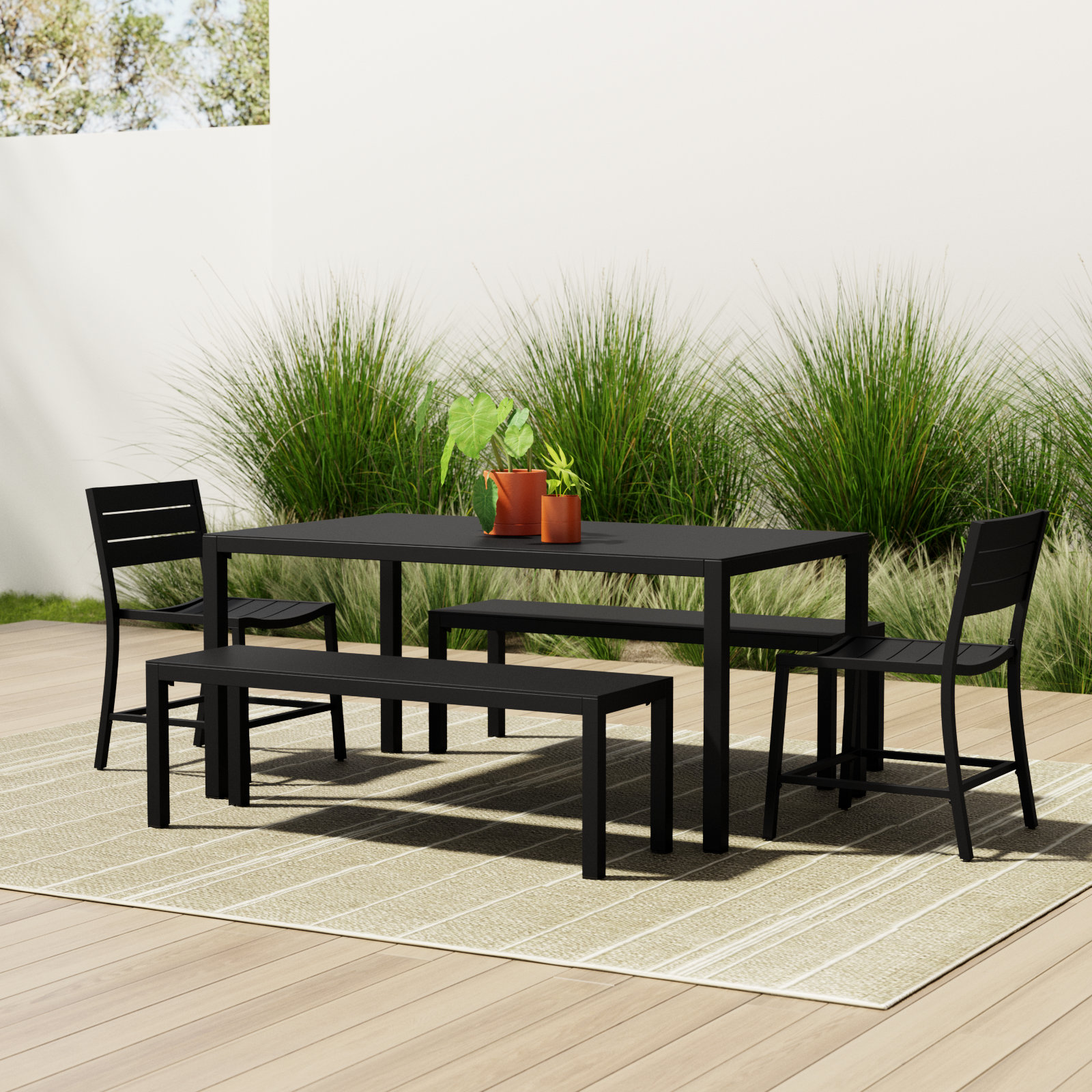 Armando 38" Patio Dining Set, Black