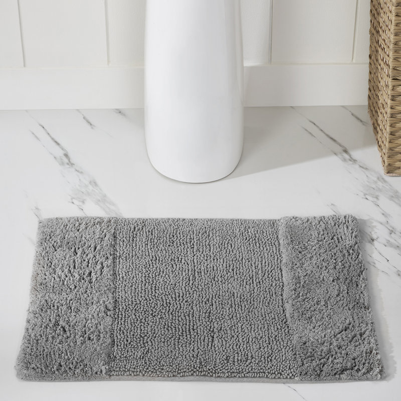 Tapis pour salle de bain 100% coton Merkle, Gris, Rectangle 17 po x 24 po