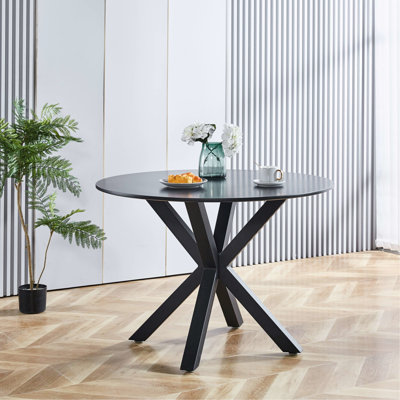 Table basse blanche pour patio, plateau rond de 42,1 po avec pieds en métal, cuisine et salle à manger d'extérieur, surface lisse et stable