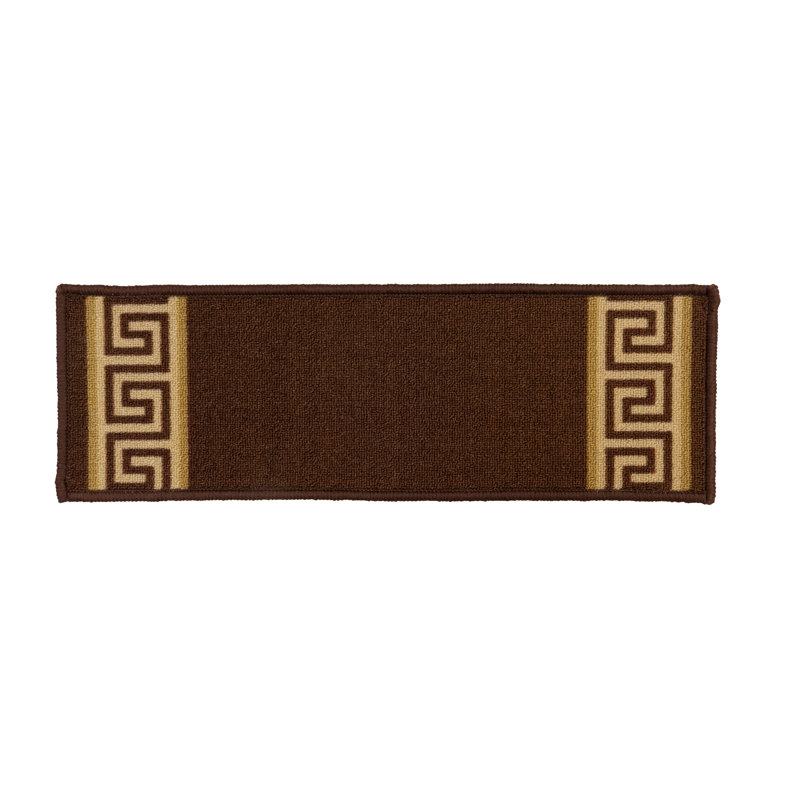 Tapis d'escalier antidérapant avec bordure grecque lavable à la machine de 8,5 po x 26 po, Beige, 1 pièce