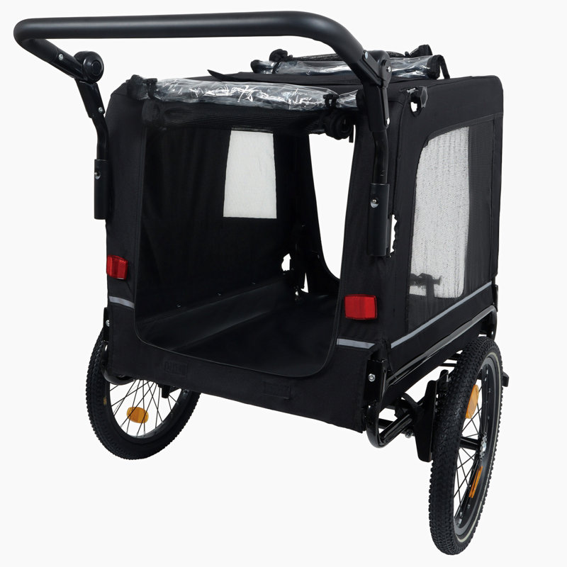 Très grand vélo-poussoir 2-en-1 et chariot poussoir pour animaux de compagnie, Noir