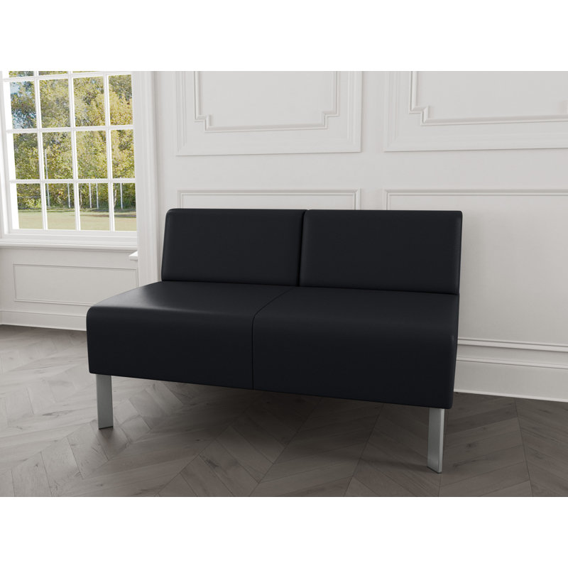 Causeuse sans accoudoirs Luxe Lounge, Acier argent, Noir Modena
