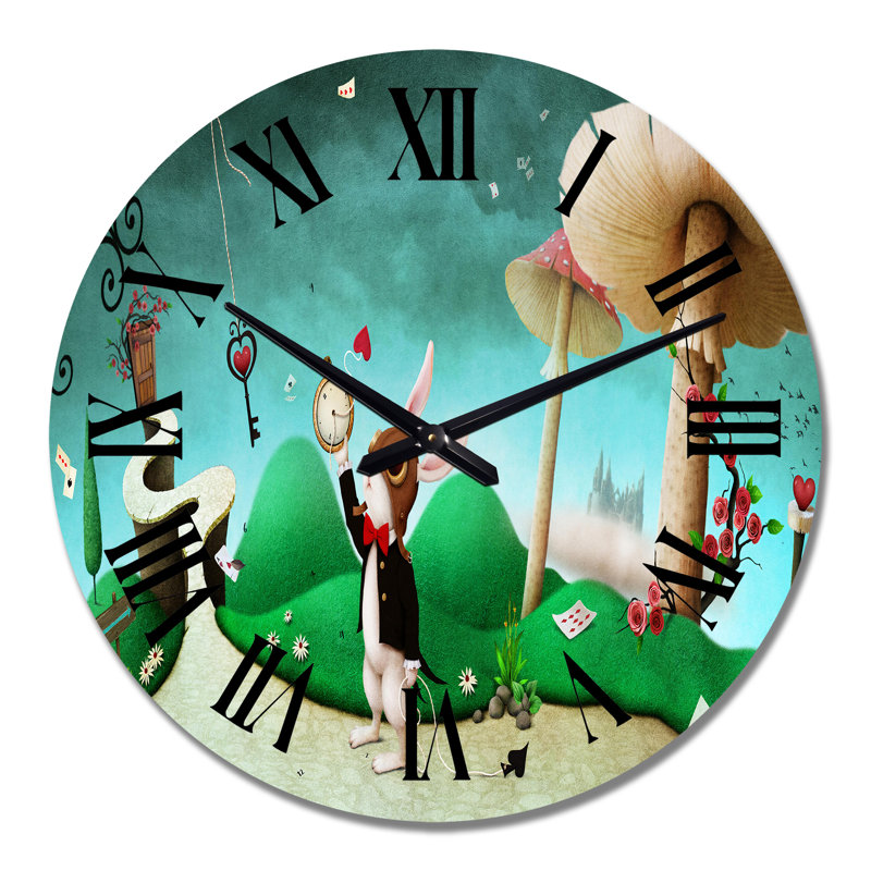 Lapin blanc Alice au pays des merveilles II - horloge murale pour enfants, Grand