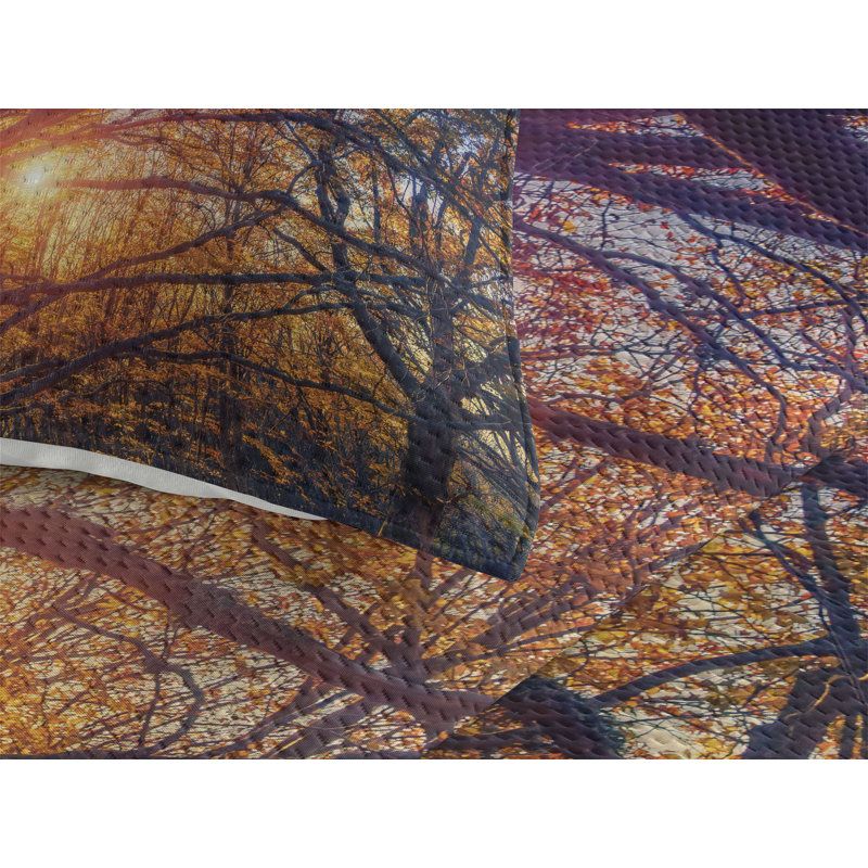 Forest Rustic Polyester Coverlet, Twin Bedspread + 1 Sham
