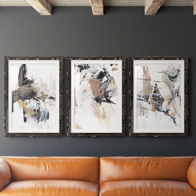 Ruckus I - Ensemble de 3 reproductions de cadres photo, H 37,5 po x l 82,5 po x P 1,5 po, Noir