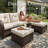 Layinsun 5 Pieces Outdoor Patio Furniture Set, Rattan Wicker Swivel Chair With Ottoman-108053233-108053232