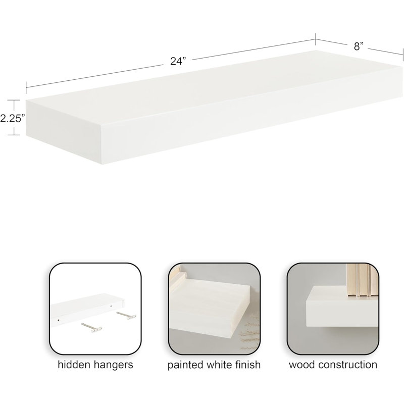 Havlock Modern Floating Shelves Set Of 2, Functional Wall Shelves For Bathroom And Kitchen Storage And Display