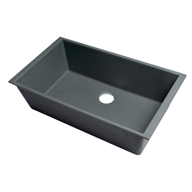 33'' L Single Bowl Granite Kitchen Sink, Titanium