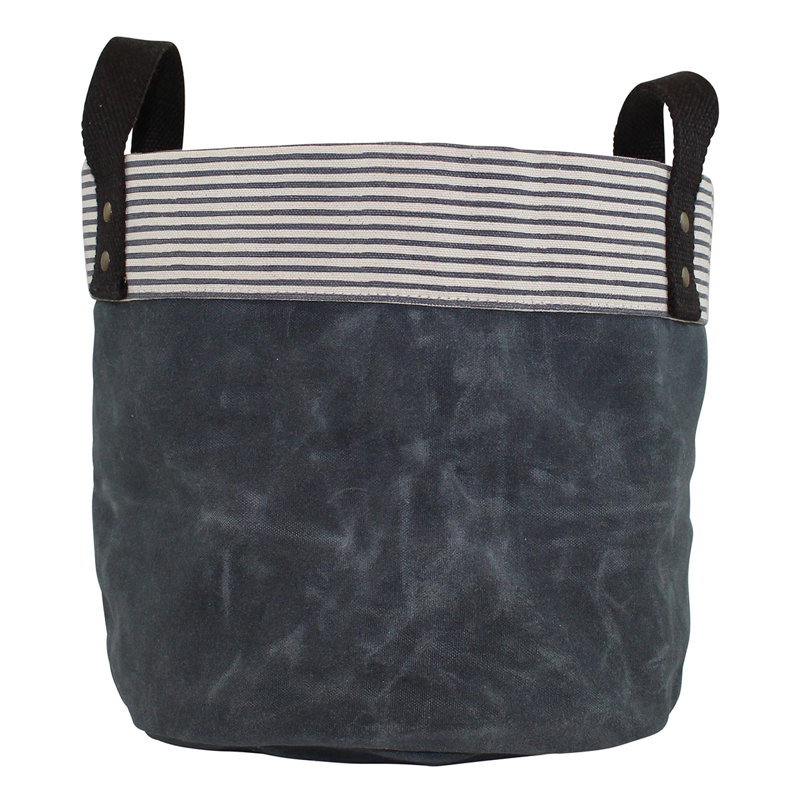 Bac de rangement en tissu ciré, Petit, Ardoise