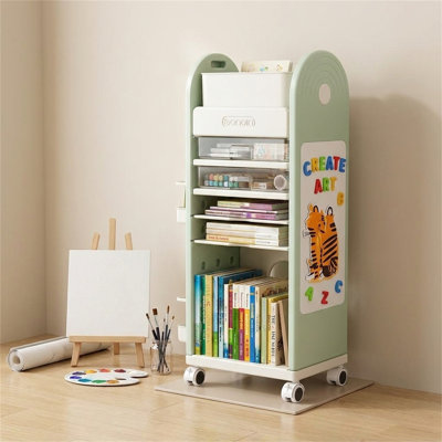 Chariot mobile à 5 niveaux pour organiser les livres, les sacs à dos et autres articles; Support de rangement côté bureau