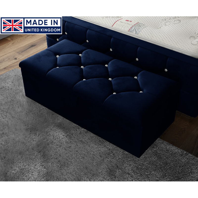 Alax 102cm Wide Rectangle Geometric Standard Ottoman with Storage, Royal Blue