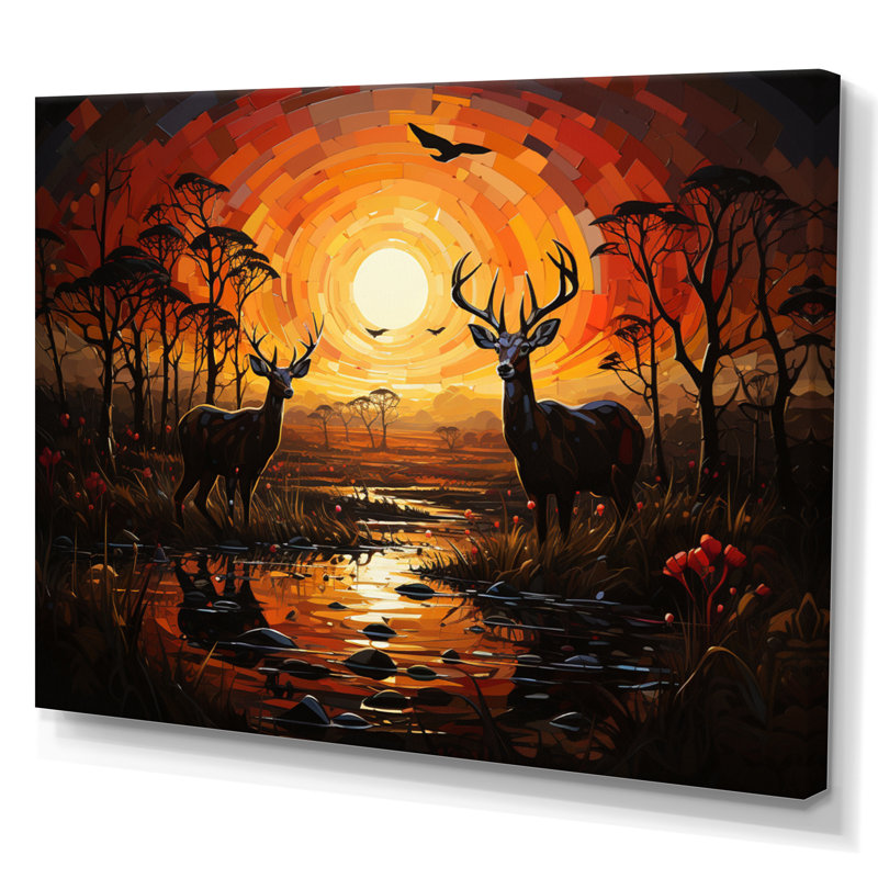 Cerf vibrant Afrique I sur toile, H 16 po x l 32 po x P 1 po, Toile tendue