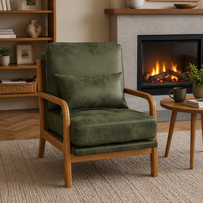 Chaise longue en bois, Olive Green