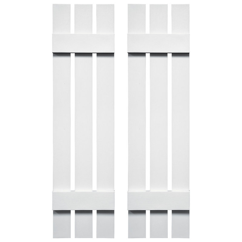 Builders Edge, paire de volets personnalisés à trois planches espacées, planche-n-lattes, Blanc, 32 po