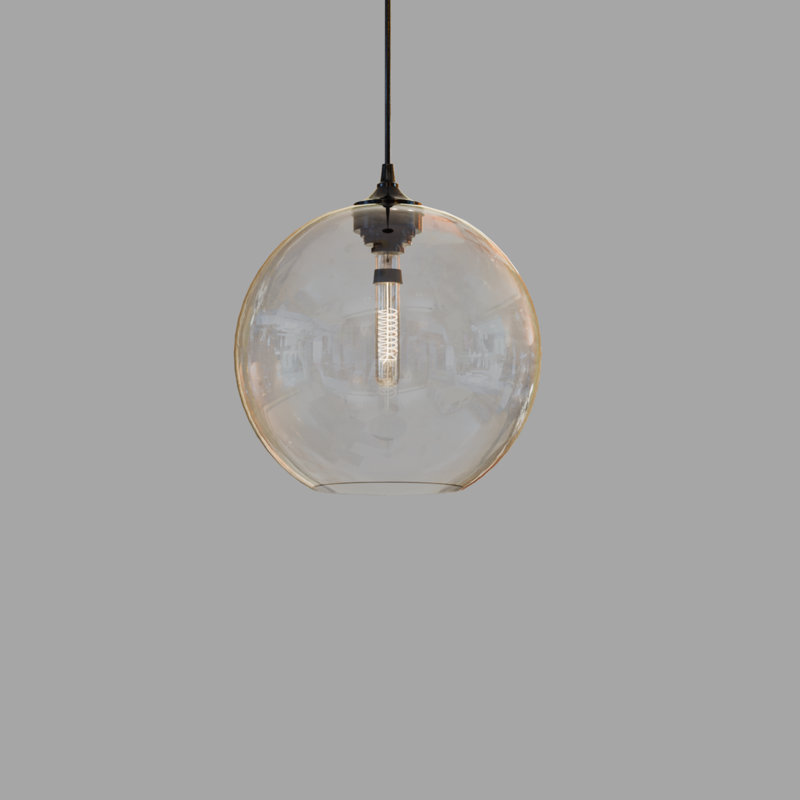 Industrial Vintage Glass Globe Pendant Light – Round Ceiling Lamp Shade Chandelier, Clear