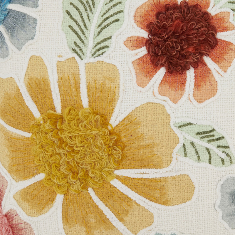 Magnifique coussin floral brodé, Polyester