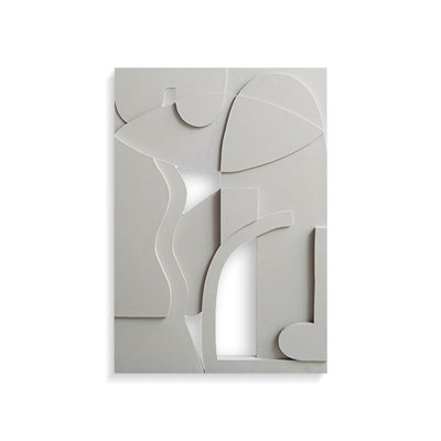 Art mural en toile abstraite gris clair sculpté en relief 3D pour le salon