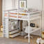 Lit mezzanine double avec bureau encastré et rangement-106601840