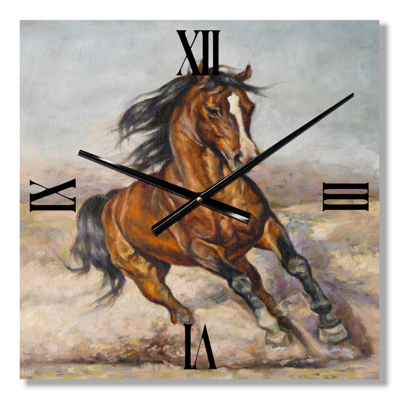 Peinture d'un horloge murale cheval dans la course, Moyen