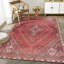 Tapis traditionnel lavable antidérapant 6 pi x 9 pi rouge / multicolore-348990995
