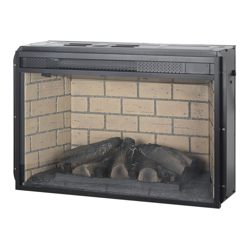 Foyer à infrarouge à quartz - version bûche de bois avec brique, capacité de chaleur de 1 500 W, effets de flamme réglables, énergie de chauffage sécurisée, luminosité,