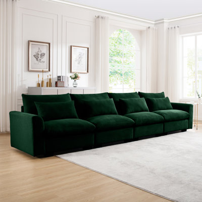 Assise en velours côtelé 4 places pour la chambre à coucher - avec coussins de taille