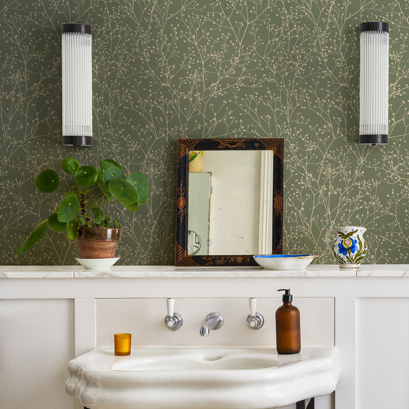 Clarissa Hulse Gypsophila Vanilla & Pewter Wallpaper, Green