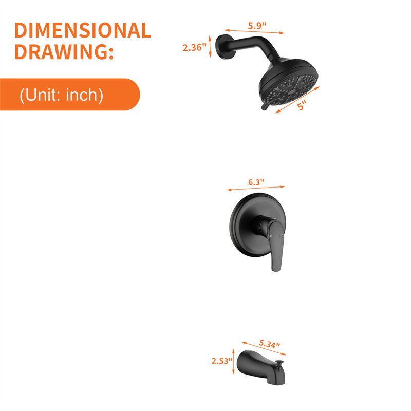 All-In-One Kit with Rough in-Valve, Matte Black