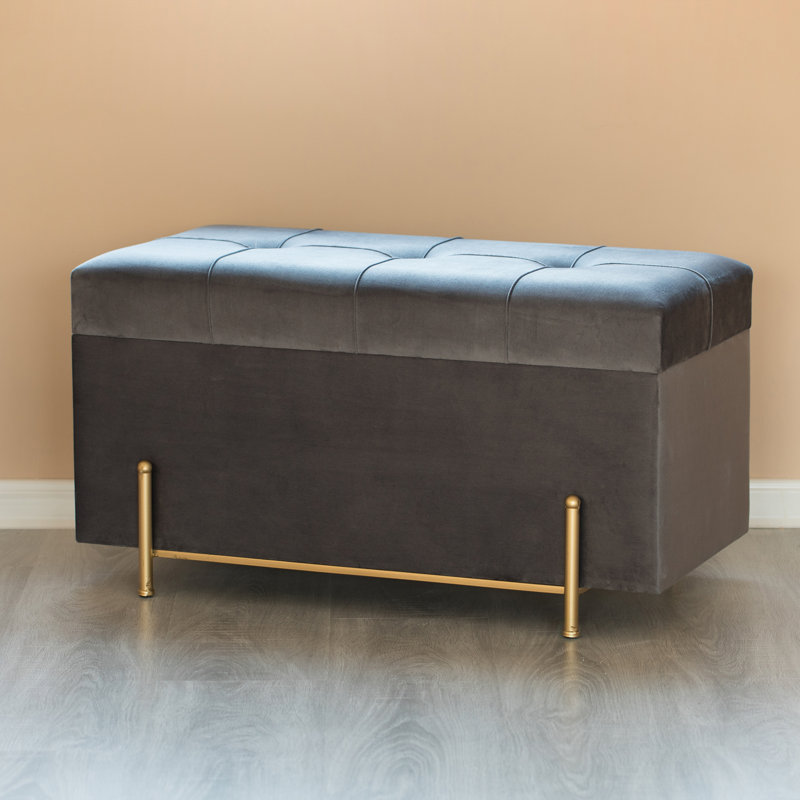 Shadyvale Velvet Ottoman, Dark Gray