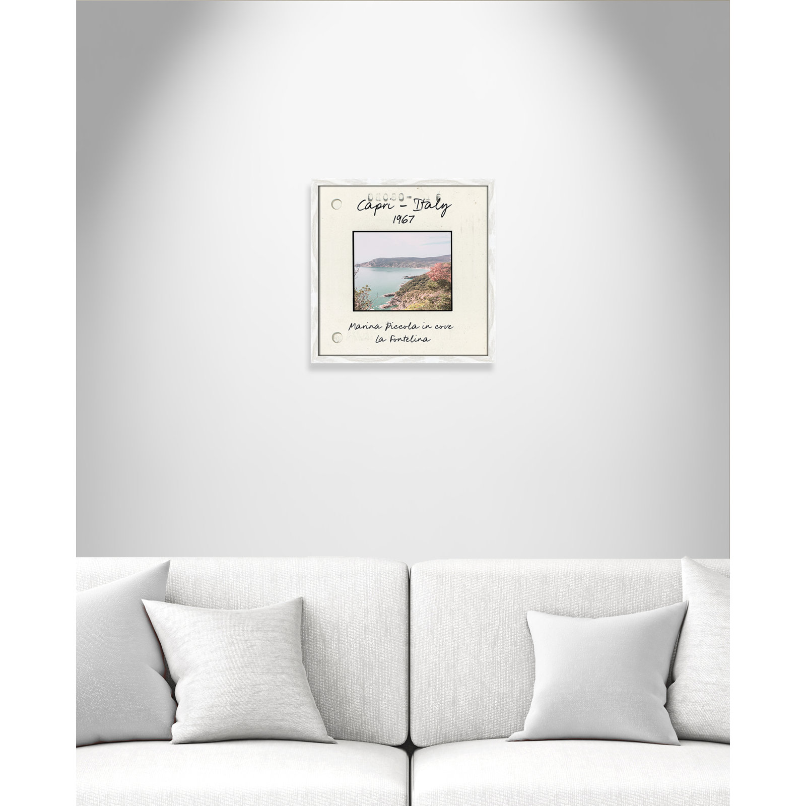 Travel Slide Collection "Capri, Italy - Marina Piccola" Print, 17" H x 17" W x 0.75" D, White Single Picture Framed Paper