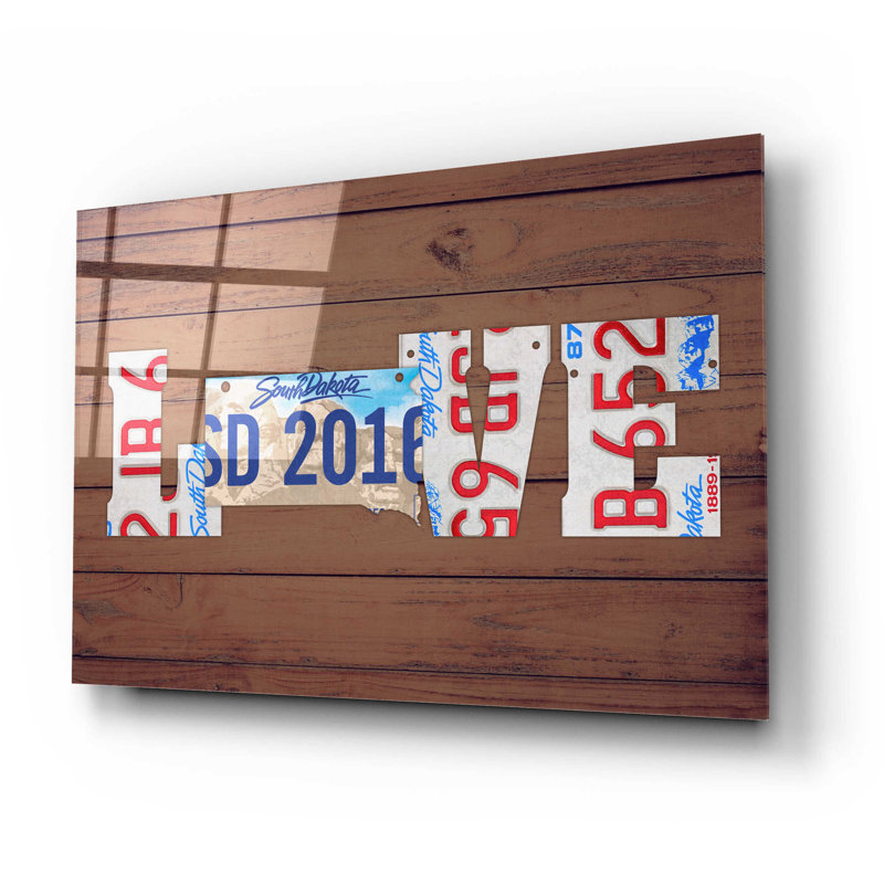 Art textuel SD State Love sur plastique / acrylique par Design Turnpike, H 16 po x l 24 po x P 0,2 po