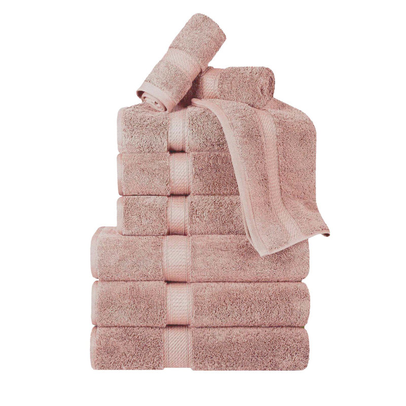 Scotia Egyptian Cotton Bath Towel Set, 9Pc Towel Set  (3Bath, 3Hand, 3Face), Muted Mauve