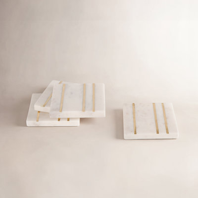 Broome Gold Inlay Marble Square Coaster Set
