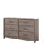 Commode de rangement contemporaine 1 tiroir 6 poignées en métal avec finition chêne gris