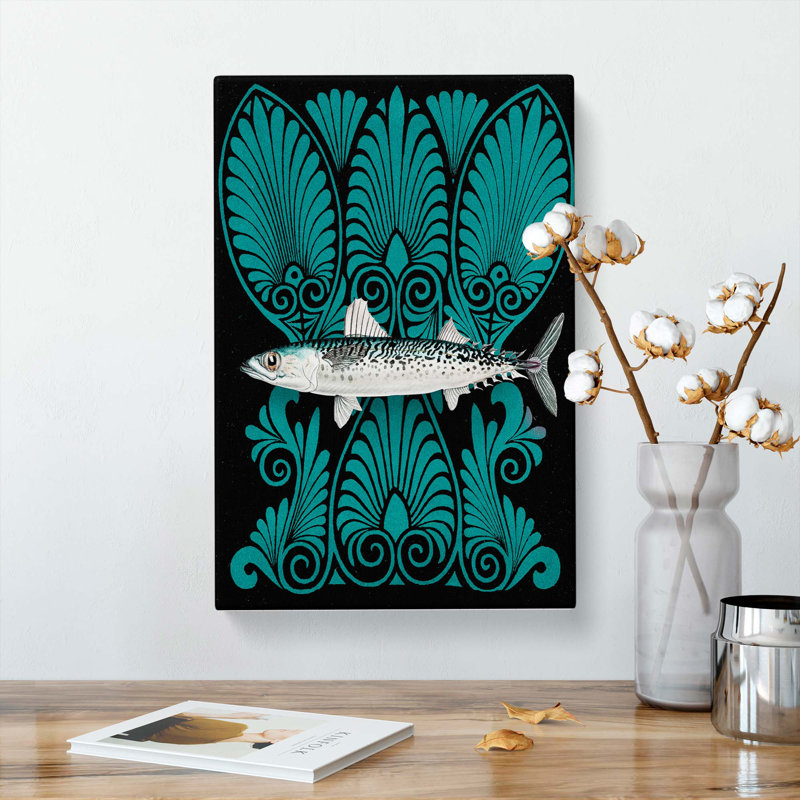 Illustration of a Blue Mackerel by F.E. Clarke - Wrapped Canvas, 60cm H x 40cm W x 3cm D