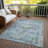 Machine Washable Indoor/Outdoor Xhevrie Teal Rug-2143240218