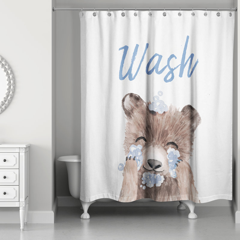 Bear Washing Face Shower Curtain