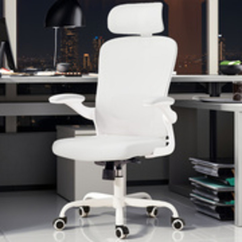 1 chaise de bureau ergonomique avec appui-tête réglable pouvant supporter jusqu'à 300 lb en maille et cuir pour les bureaux à domicile et les salles d'étude Blanc