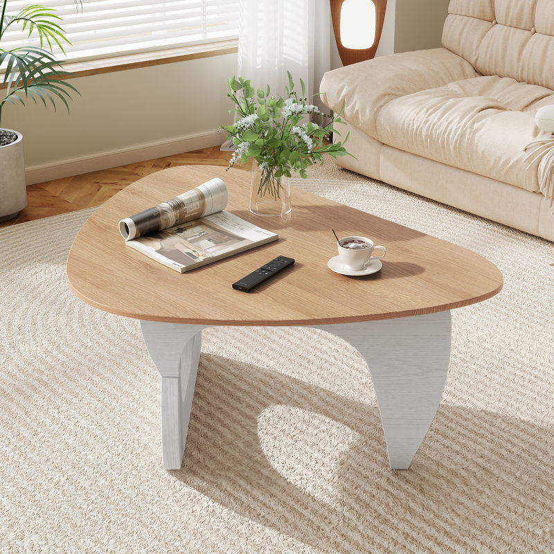 End Table, Light Yellow Wood/White, 40" H x 90" W x 65" D